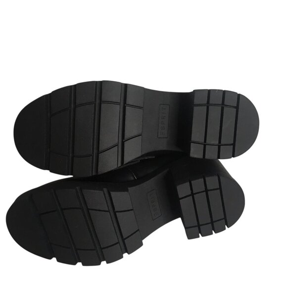 Y2K Esprit Regina Shoes Womens Size 8M Black Loafer Heels Chunky Lug Sole 90s - Picture 6 of 13
